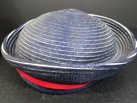 Original Chapeaux Louise Woven Straw Hat, Navy Bl… - image 6