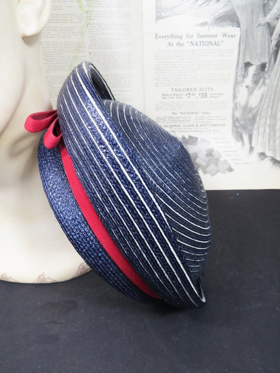 Original Chapeaux Louise Woven Straw Hat, Navy Bl… - image 4