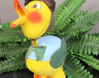 Vintage Bobble Head Duck Candy Holder Paper Mache West Germany EASTER Decor