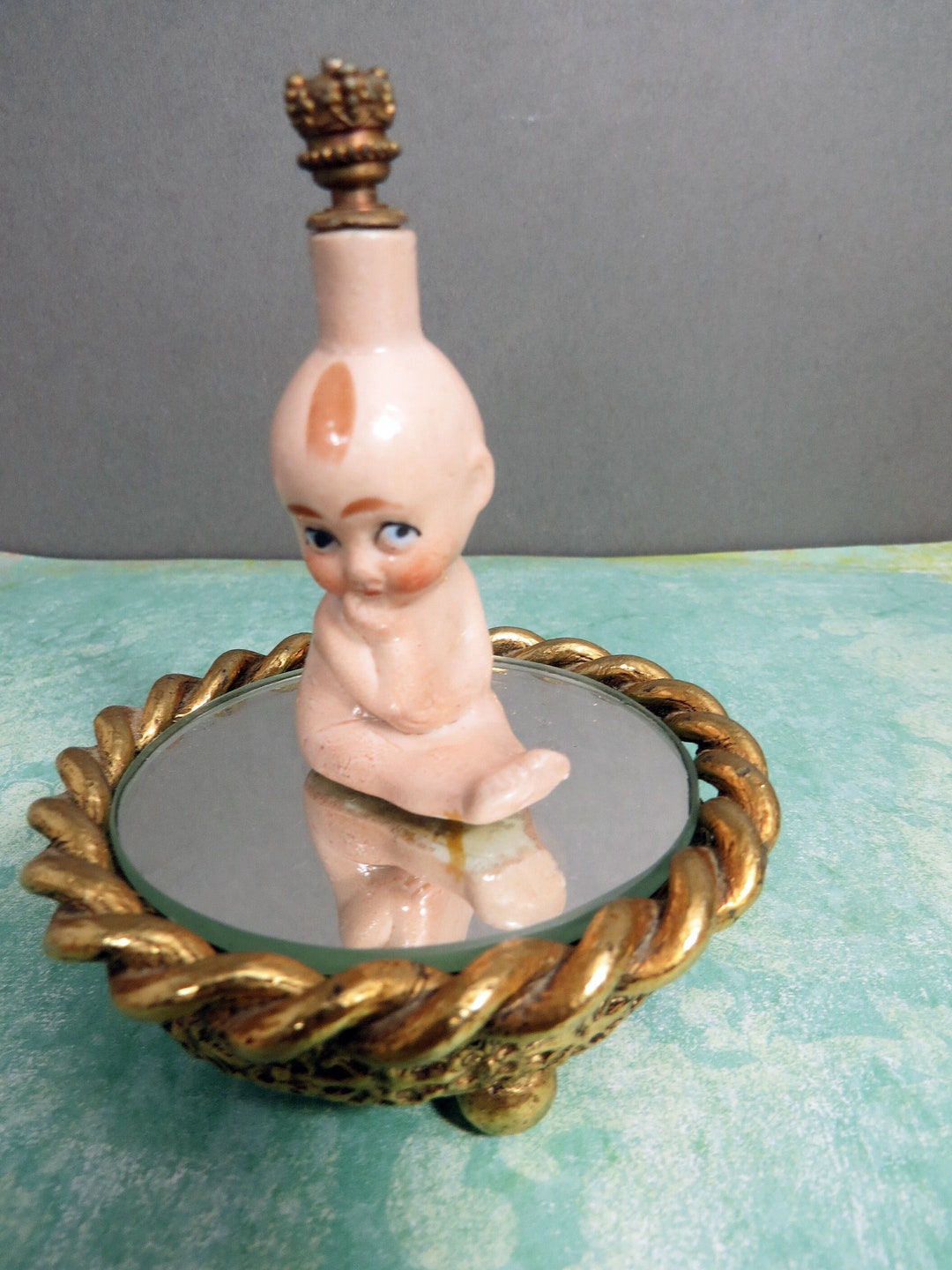 Vintage Miniature Kewpie Doll Perfume Bottle Crown Stopper Etsy