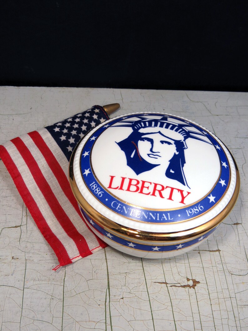 Lady Liberty Centennial Lidded Dish Villeroy /& Boch Bone China Vintage