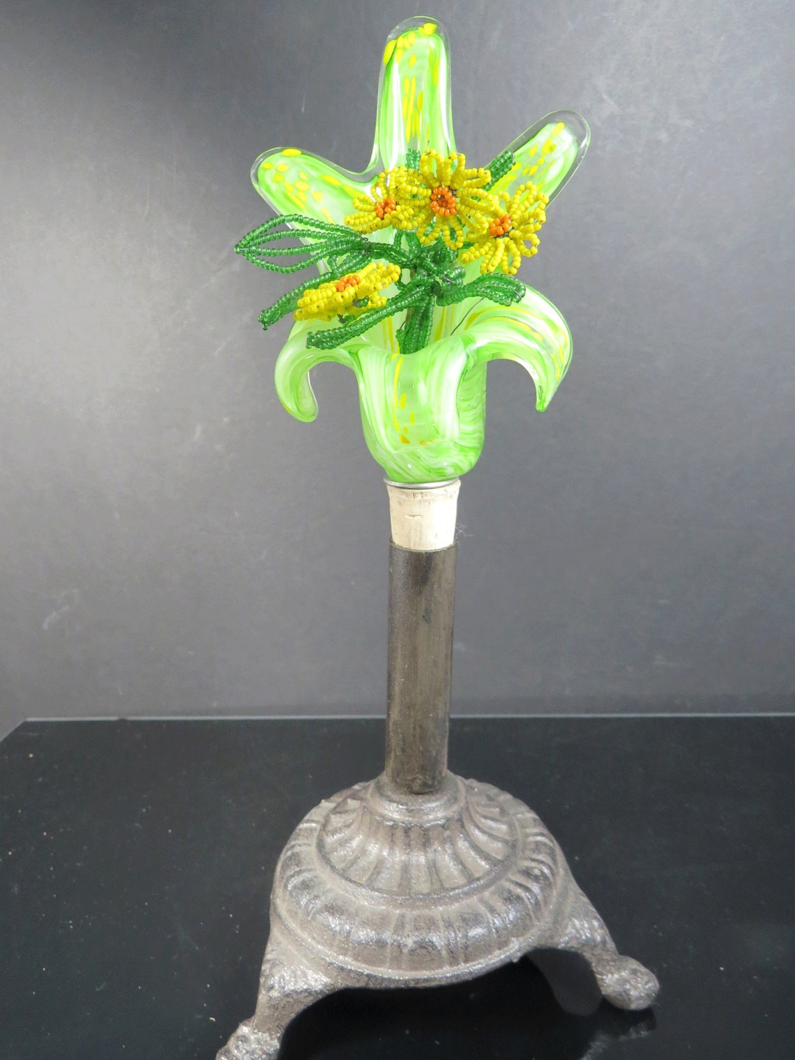 Art Glass HandBlown Epergne Flower Vase Horn Trumpet Design Etsy