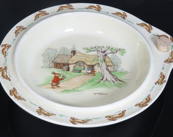 Vintage Royal Doulton Bunnykins Child's Warming Bowl Barbara Vernon Made in England Easter Gift