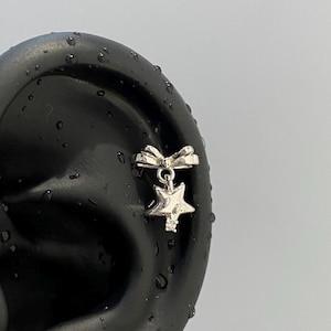 Knorpelpiercing mit Schleife & Stern aus Silber | Y2K Fee Grunge Schmuck