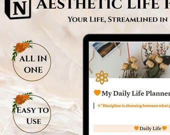 Estetyczny Notion Life Planner | Cyfrowy planer | Kompleksowy planer ADHD | Szablony Notion | Planer pulpitu Notion