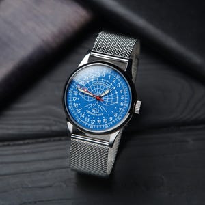 Rare Mens Watch Raketa 24 HOUR - Polar | Blue Dial 40mm. Unique Gift Watch For Men, Mechanical Watch, Personalized watch