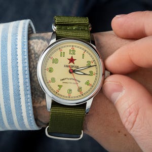 RARE Vintage MilitaryWatch Komandirskie. Unique Gift watch for men. Mechanical Movement, Engraved watch, Gift for husband