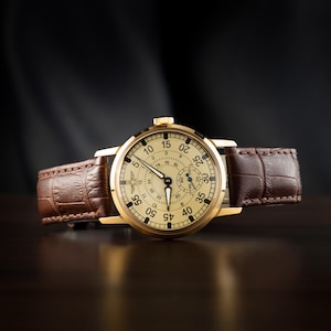 Vintage PILOT-Style Engraved 3IM Men&#39;s wrist watch | Unique gift for men | Personalized watch | Boyfriend Gift | Minimalist Wedding Gift