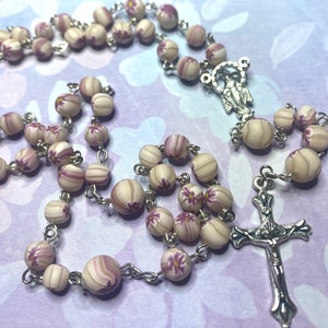 Polymer clay flower beaded rosary