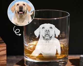 Vaso de whisky con retrato de mascota grabado: regalo personalizado con foto grabada, regalos personalizados con foto de perro, regalo para papá perro
