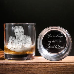 Photo Engraved Whiskey Glass, Whiskey Glass With Photo, Laser Etched Whiskey Glass Gift, Bar Glass With Picture, Engraved Bourbon Glass Set