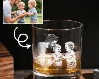 Vaso de whisky personalizado con foto para papá, cristalería personalizada, regalos escritos a mano, regalos para el Día del Padre, regalos para papá, regalos únicos para papá