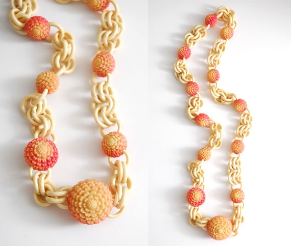 1930s Long Celluloid Link Necklace - image 1