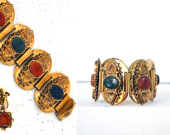 sale / 1950s-60s Intaglio Large Cuff + Earrings