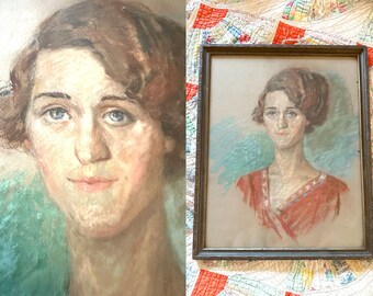 1930s Anna Chalfin of NYC Pastel Portrait