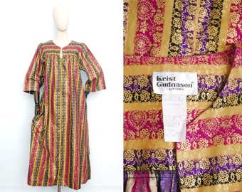 1980s Krist Gudnason Gold Maxi Dress / Caftan