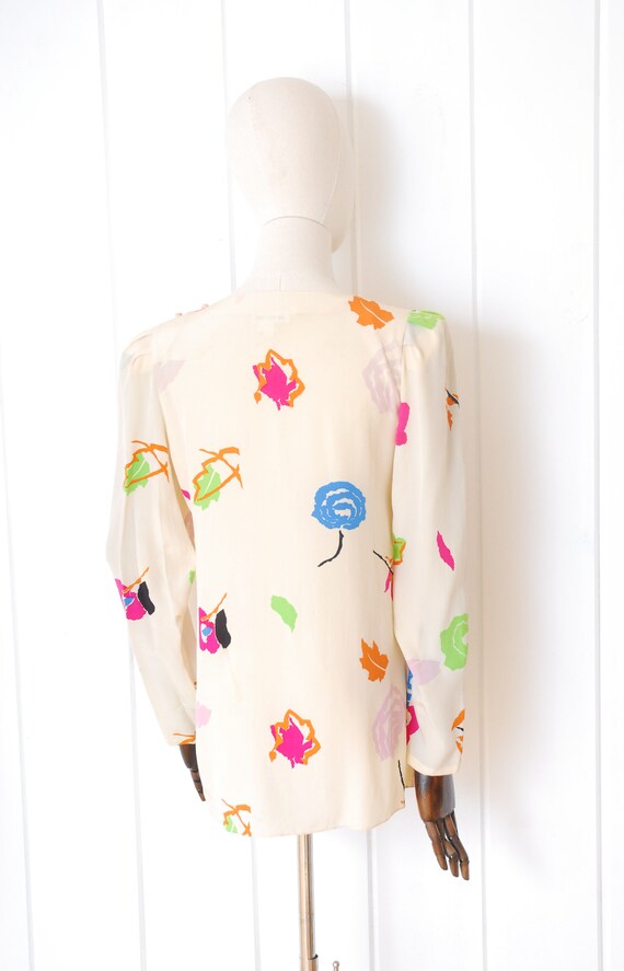 1970s Silk Nora Noh Tulip Hem Blouse - image 4