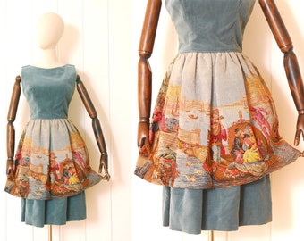 1950s-60s Venetian Tapestry Velvet Dress