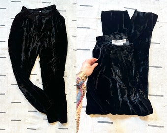 1980s Norma Kamali Velvet Pants / High Waist