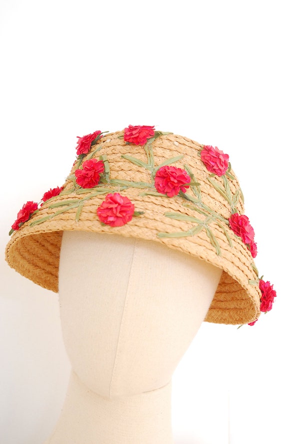 1960s Summery Straw Bucket Hat