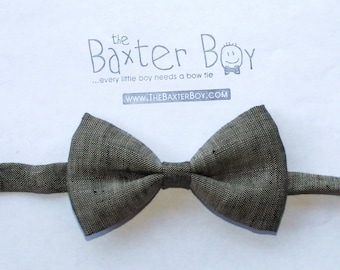 READY TO SHIP ----Charcoal Brown polyester little boy bow tie - photo prop, wedding, ring bearer, accessory