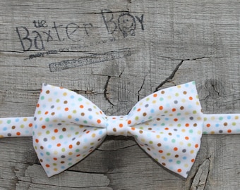READY TO SHIP ---- Fall Polka Dot bow tie for little boys - photo prop, wedding, ring bearer, accessory