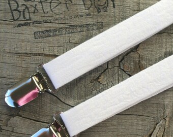 Ready-to-ship --- Size MEDIUM White Paisley little boy matching suspenders - photo prop, wedding, ring bearer, accessory