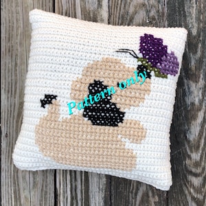 crocheted and cross stitch puppy dog pillow pattern