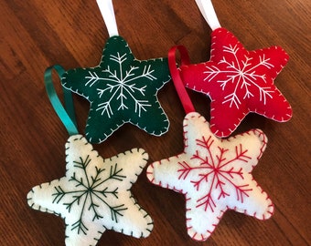 Handmade felt Christmas star ornaments-8 colors available