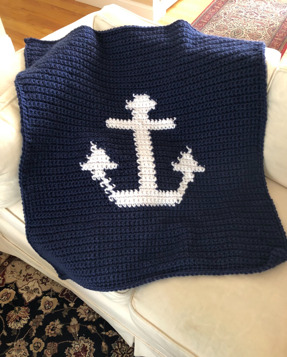 Pattern for Crocheted Anchor Baby Blanket or Lap Throw Etsy