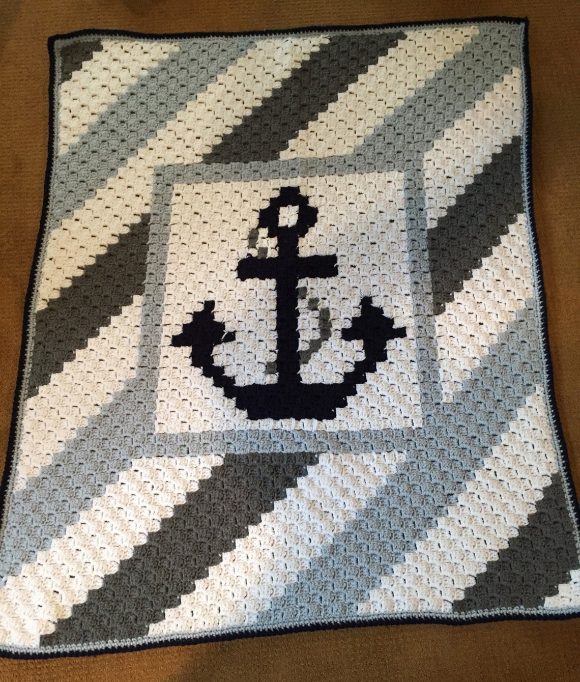 C2C Anchor Blanket Crocheted Anchor Blanket Beach Decor Etsy