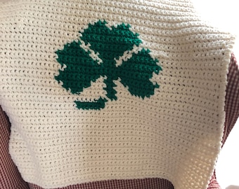 Crocheted shamrock baby blanket