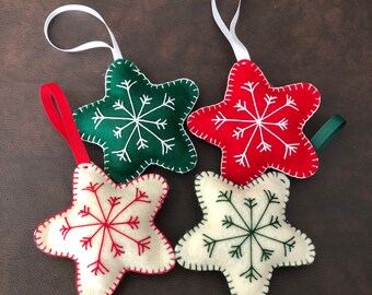 Handmade felt Christmas star ornaments-8 colors available
