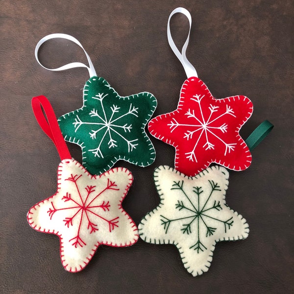 Handmade felt Christmas star ornaments-8 colors available