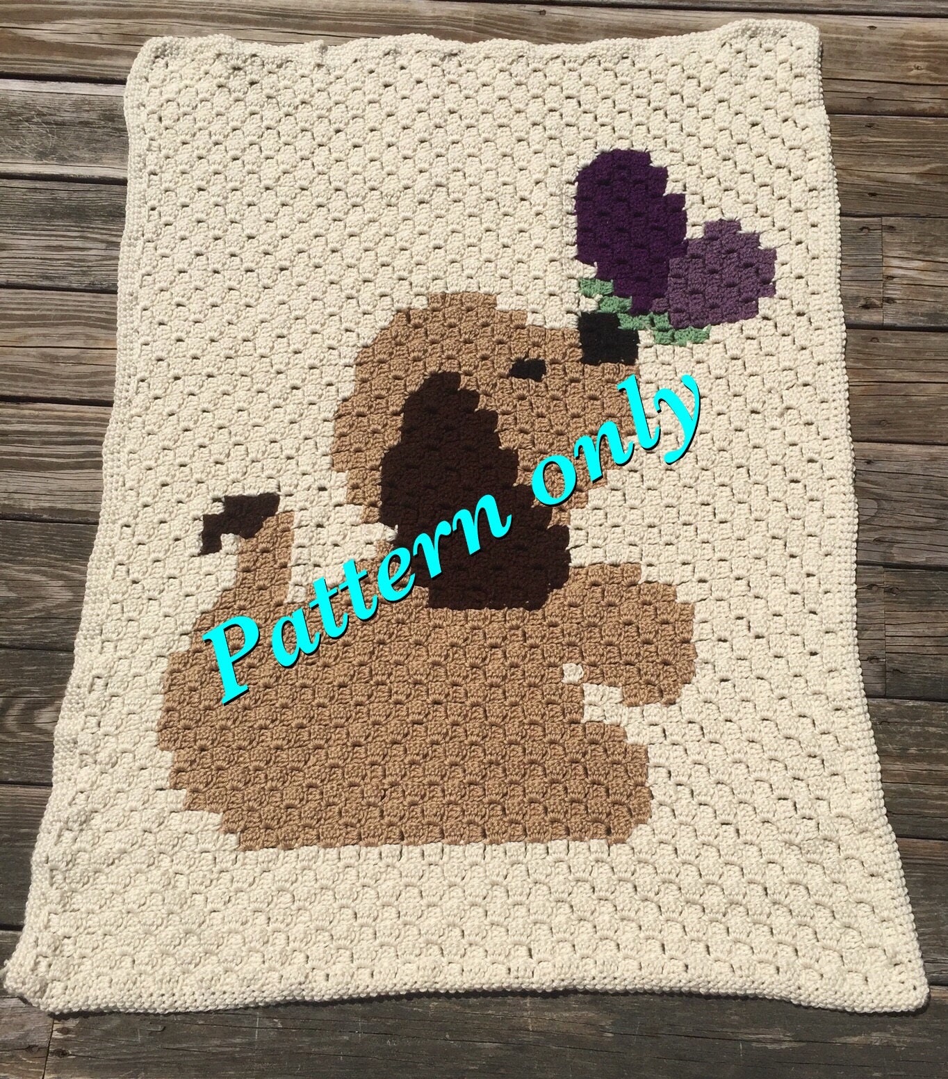 C2C pattern for puppy dog blanket graph and written Etsy