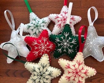 Adornos navideños de fieltro - Estrellas - 8 colores