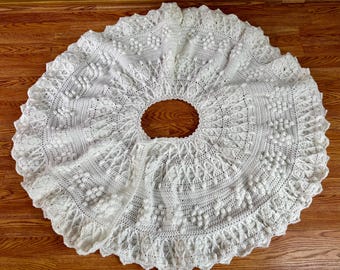 Hand crocheted Christmas tree skirt
