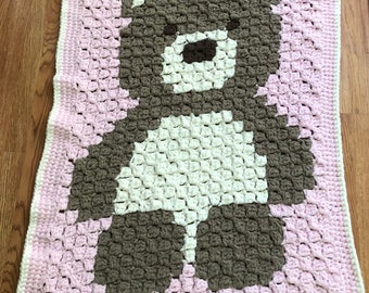 Crocheted teddy bear blanket, baby blanket, child blanket