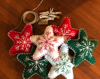 Felt Christmas star garland-2 color combos