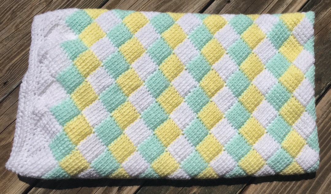 Manta de bebé entrelac croché o lap tirar manta afines pastel
