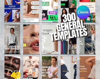 300 modelos do Canva | Pacote de marketing em mídias sociais (download digital)