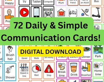 72 Daily Communication Cards – Visual Support for Autism/SEN (Digital Download)