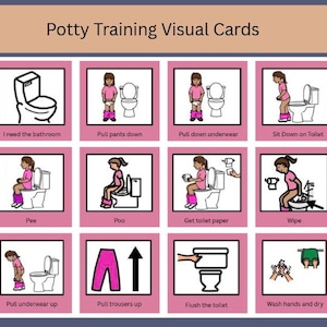 Visuelle Badezimmer Töpfchen Toilettentraining Kommunikationskarten für Mädchen - ASD - Autismus - Flash Karten - PECS - Lernen - Toiletteninformation