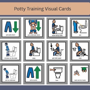 Visuele zindelijkheidstraining zindelijkheidstraining communicatiekaarten voor jongens - ASS - autisme - flitskaarten - PECS - leren - toiletcommunicatie