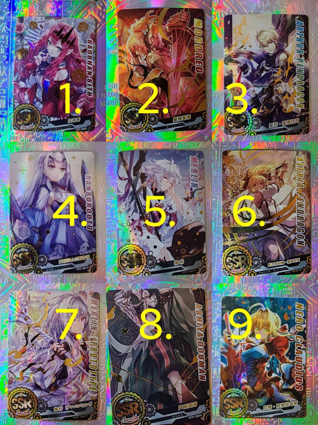 Fate Stay Night, Fate Zero Anime Trading Cards Lot, Collector Cards ...