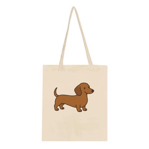 Dachshund Canvas Tote Bag – Cute Sausage Dog Eco Shopping Bag, Long Handle Cotton Tote for Dog Lovers, Gift for Her or Him