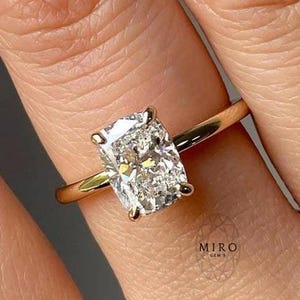 2.00 CT Elongated Cushion Cut Diamond 10K/14K/18K Solid Yellow Gold Prong Set Solitaire Engagement Ring For Her  MiroGems