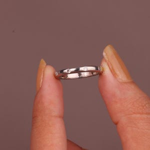 Moissanite Diamond Wedding Ring, Flush Eternity Band, Anniversary Stacking Ring