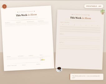 Boho Wochenplaner Printable | Undatierter Habit Tracker, Stimmungs Tracker (Digitale PDF)