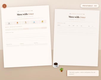 Boho Fitness-Planer | Wöchentlicher Workout-Tracker, Sport-Tagebuch (Digitaler Download A4)